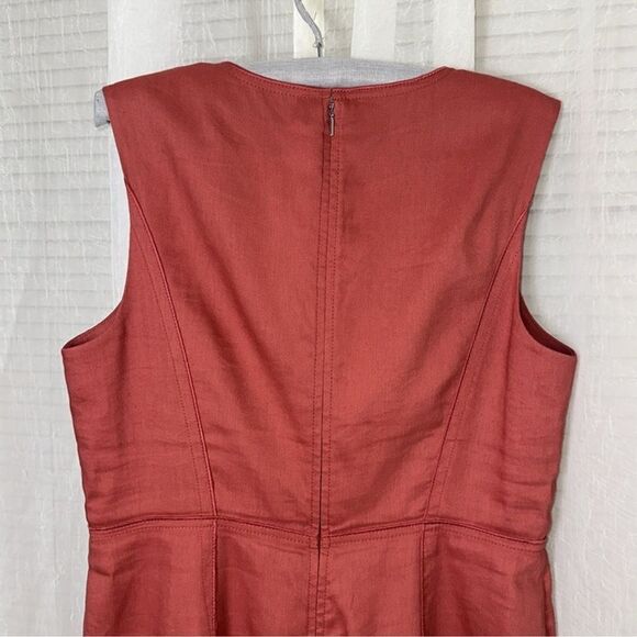 TAILORED by RT 14 Ashton Sutton Brick Orange Sleeveless MIDI Suit Dress - Picture 15 of 16